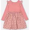 Bi-Material Tulip Print Muslin Dress, Pink - Dresses - 4