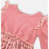 Bi-Material Tulip Print Muslin Dress, Pink - Dresses - 5