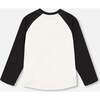 Dino Print Raglan Sleeve Jersey T-Shirt, Oatmeal Mix - T-Shirts - 4