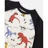 Dino Print Raglan Sleeve Jersey T-Shirt, Oatmeal Mix - T-Shirts - 5