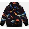 Dino Print Fleece Hoodie, Black Multicolor - Sweatshirts - 3
