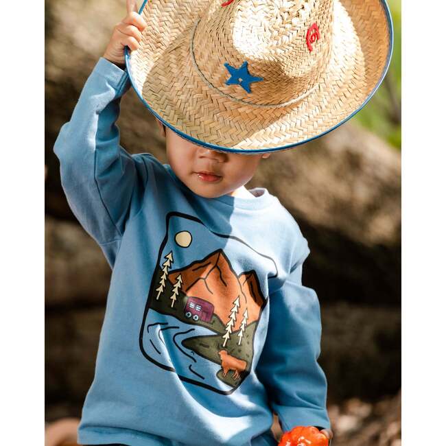 Cool Mountain Print Jersey T-Shirt, Antique Blue - T-Shirts - 2