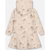 Deer Print Hooded French Terry Dress, Oatmeal Mix - Dresses - 3
