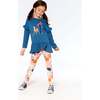 Deer Print Long Sleeve Frilled Tunic With Pom-Poms, Teal Blue - Tunics - 3