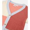 Colorblock Knit Cardigan, Salmon Pink, Sky, Terra Cotta - Cardigans - 4