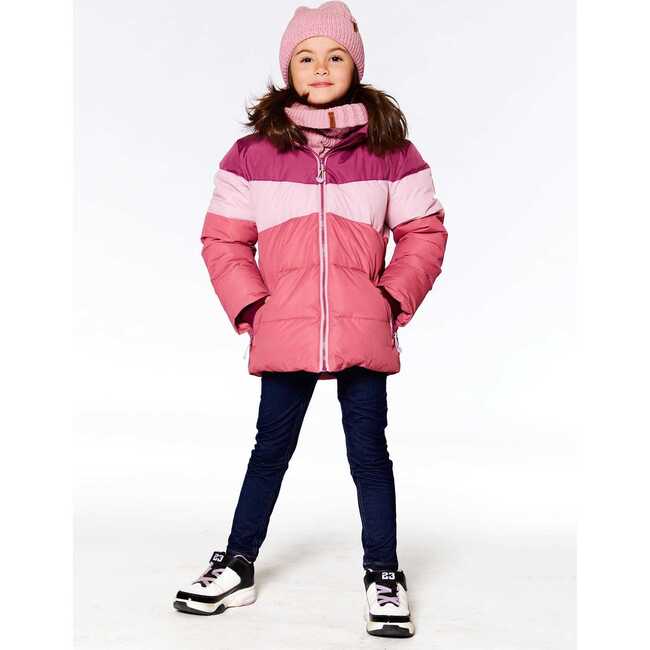 Color-Block Hooded Puffy Jacket, Pink & Plum - Jackets - 2