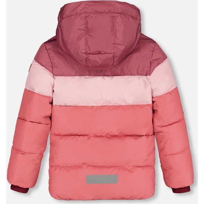 Color-Block Hooded Puffy Jacket, Pink & Plum - Jackets - 3