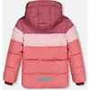 Color-Block Hooded Puffy Jacket, Pink & Plum - Jackets - 3