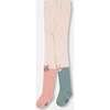 Color-Block Cat Face Tights, Cream, Rosette Pink & Sage Green - Tights - 3