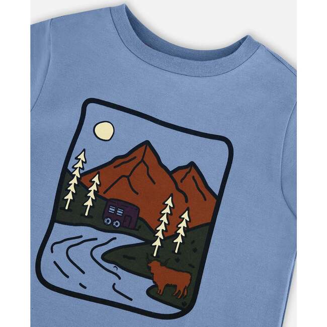 Cool Mountain Print Jersey T-Shirt, Antique Blue - T-Shirts - 5