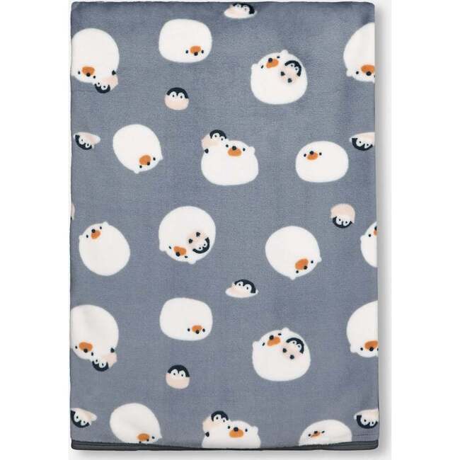 Bear Print Plush Baby Blanket, Blue