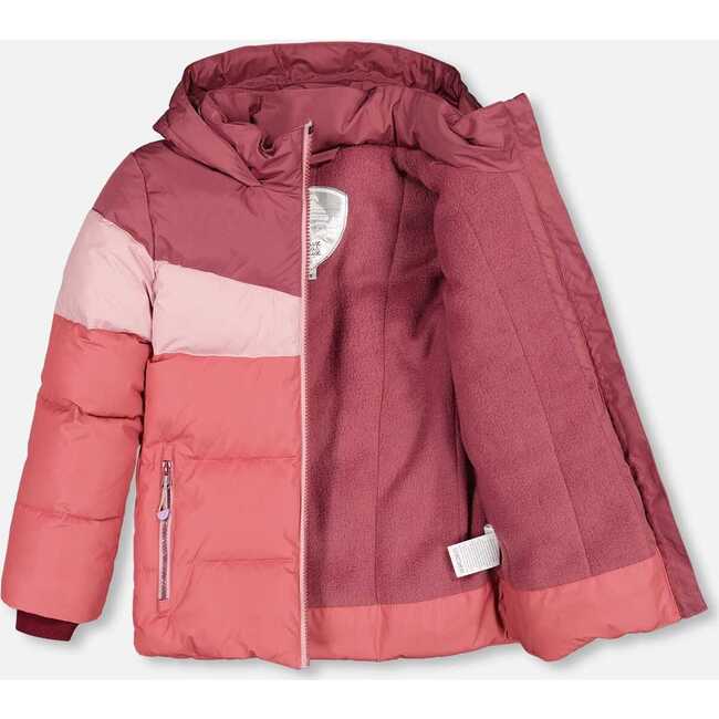 Color-Block Hooded Puffy Jacket, Pink & Plum - Jackets - 4