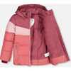 Color-Block Hooded Puffy Jacket, Pink & Plum - Jackets - 4