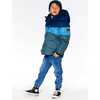 Color-Block Hooded Puffy Jacket, Green & Teal - Jackets - 3