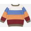 Color-Block Knit Raglan Sweater, Red Wine, Burnt Orange & Oatmeal - Sweaters - 3