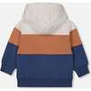 Color-Block Full-Zip Hooded Fleece, Indigo Blue, Brown & Ivory - Sweatshirts - 3