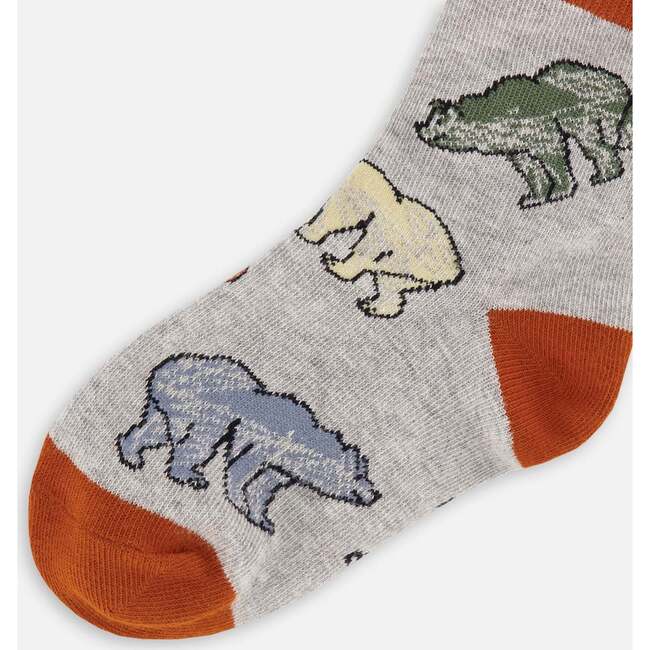 Bear Print Socks, Grey Mix - Socks - 3