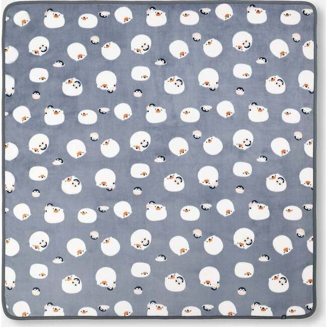 Bear Print Plush Baby Blanket, Blue - Blankets - 4