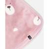 Bear Print Plush Baby Blanket, Mauve - Blankets - 4