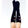 Flowers Print High Socks, Dark Navy - Socks - 2