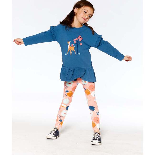 Apple Print Brushed Jersey Leggings, Salmon Pink - Leggings - 3