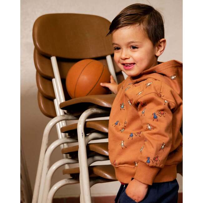 All-Over Chess Pawns Print Fleece Hoodie, Caramel - Sweatshirts - 2