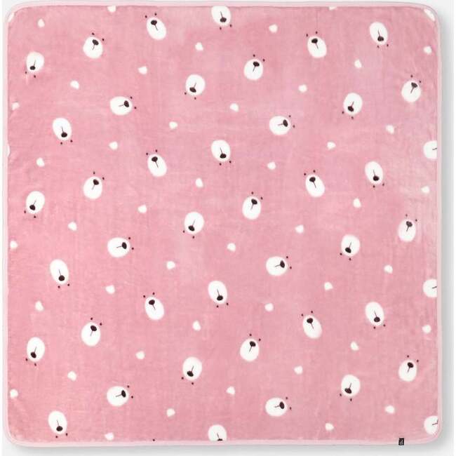 Bear Print Plush Baby Blanket, Mauve - Blankets - 5