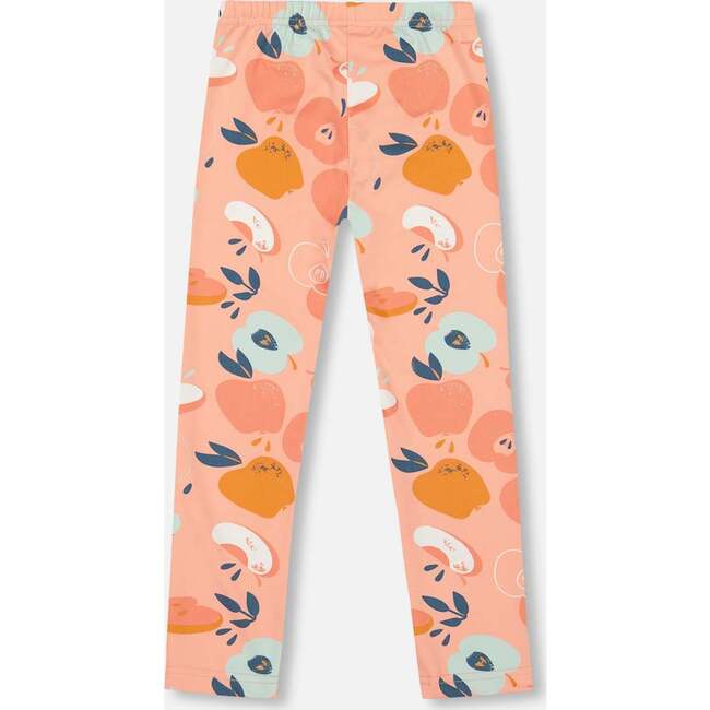 Apple Print Brushed Jersey Leggings, Salmon Pink - Leggings - 4