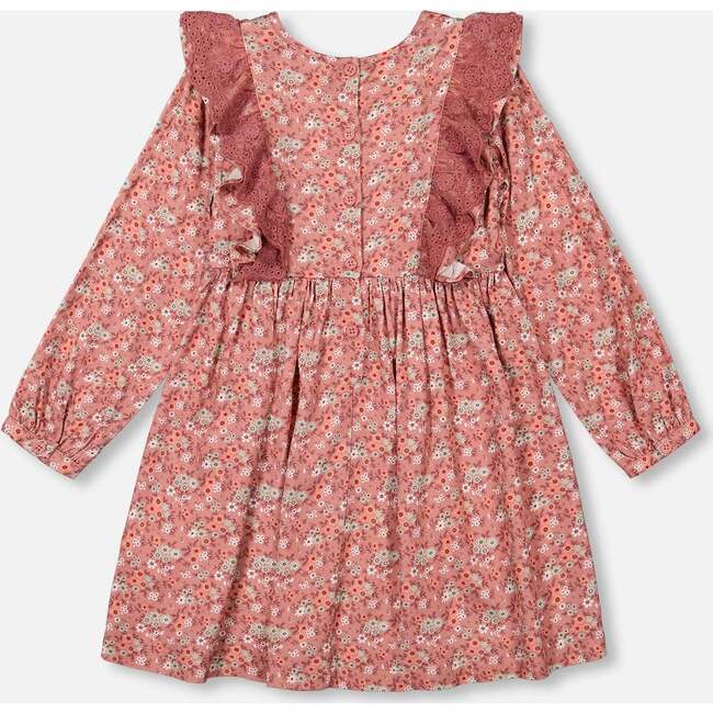 Floral Print Woven Frilled Dress, Dusty Mauve - Dresses - 3