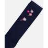 Flowers Print High Socks, Dark Navy - Socks - 3