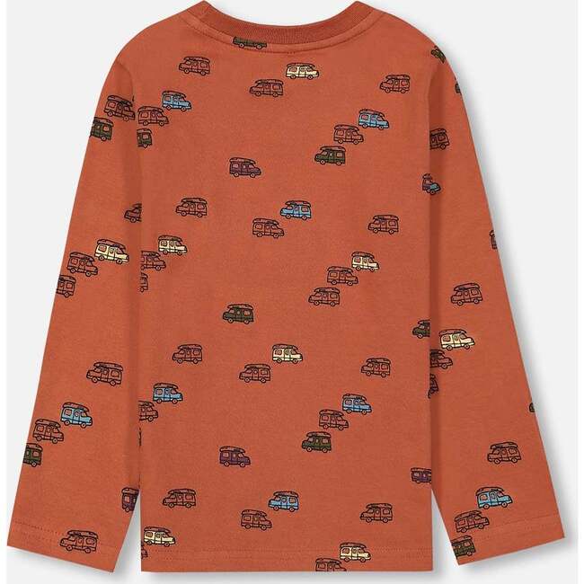 All-Over Camper Print Jersey T-Shirt, Burnt Orange - T-Shirts - 3