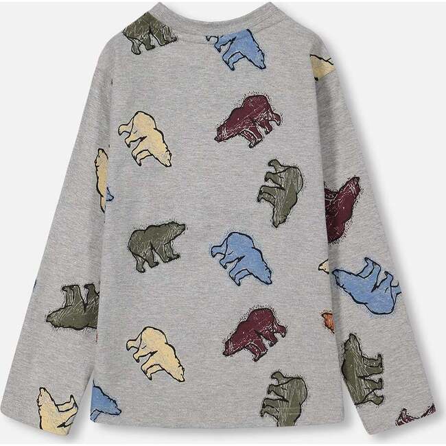 Bear Print Jersey T-Shirt, Grey Mix - T-Shirts - 3