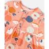 Apple Print Brushed Jersey Long Sleeve Dress, Salmon Pink - Dresses - 4