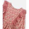 Floral Print Woven Frilled Dress, Dusty Mauve - Dresses - 4