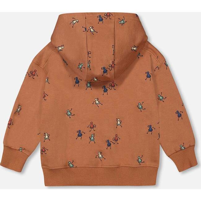 All-Over Chess Pawns Print Fleece Hoodie, Caramel - Sweatshirts - 4
