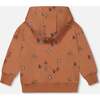 All-Over Chess Pawns Print Fleece Hoodie, Caramel - Sweatshirts - 4