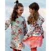 Floral Print Long Sleeve Fleece Dress, Sage Green - Dresses - 2