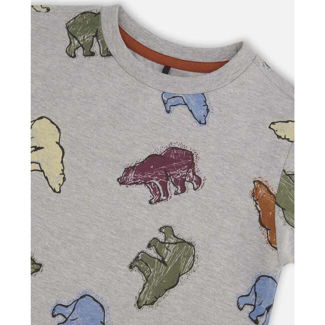 Bear Print Jersey T-Shirt, Grey Mix - T-Shirts - 4