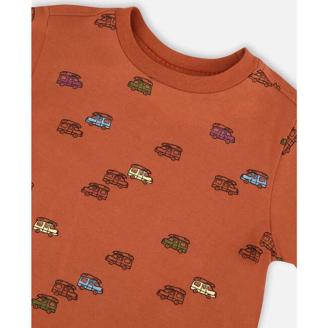 All-Over Camper Print Jersey T-Shirt, Burnt Orange - T-Shirts - 4