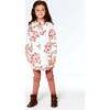 Floral Print Long Sleeve Fleece Dress, Off-White - Dresses - 2