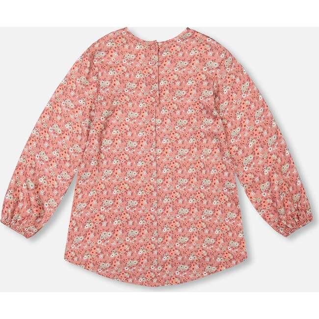 Floral Print Long Sleeve Woven Blouse, Dusty Mauve - Blouses - 3