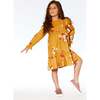 Floral Print Peasant Frilled Dress, Yellow Ochre - Dresses - 3