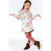 Floral Print Long Sleeve Fleece Dress, Sage Green - Dresses - 3