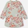 Floral Print Long Sleeve Fleece Dress, Sage Green - Dresses - 4