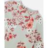 Floral Print Long Sleeve Fleece Dress, Sage Green - Dresses - 5