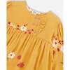Floral Print Peasant Frilled Dress, Yellow Ochre - Dresses - 5