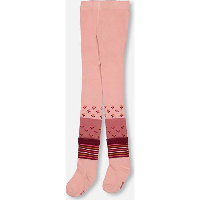 Floral Print Hedgehog Tights, Powder Pink - Tights - 4