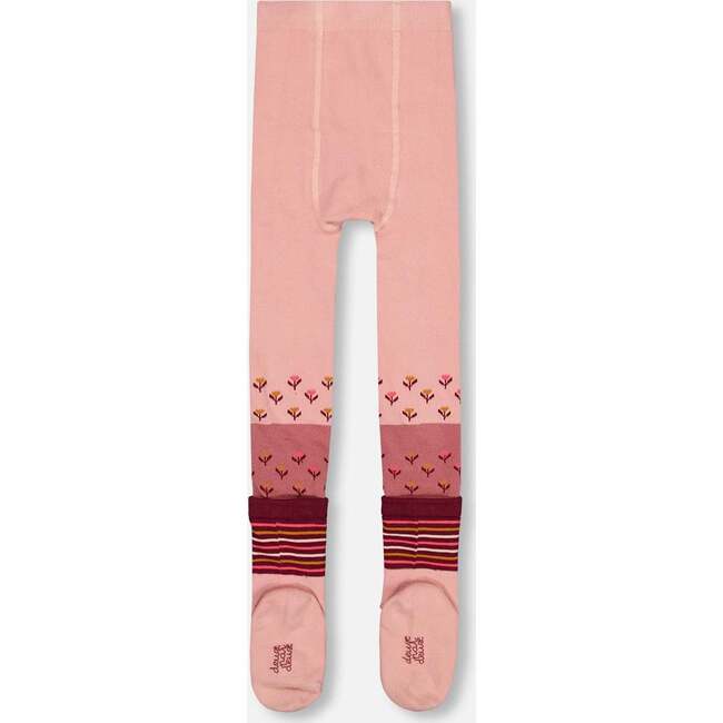 Floral Print Hedgehog Tights, Powder Pink - Tights - 5