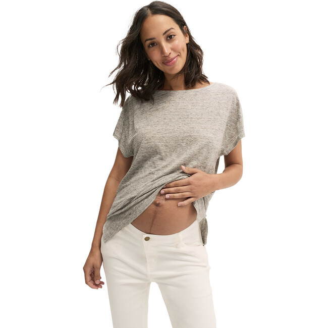 Women's The Everyday Maternity Linen T-Shirt, Heather Grey
