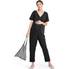 Women's The Noelle Maternity Nursing Friendly Jumpsuit, Black - Dresses - 1 - thumbnail